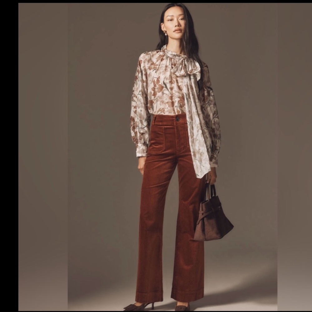 Anthropologie x Colette Wide-Leg Full Length Corduroy Pants Size 25 NWT